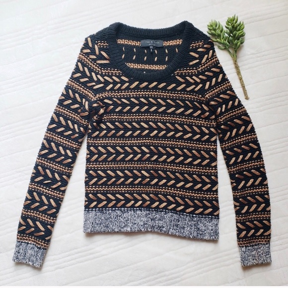 Rag & Bone Black and Gold Scoop Neck Sweater - Picture 3 of 8